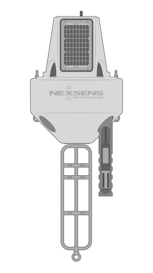 An XB-200 NexSens data buoy equipped with a Proteus E. coli detection sensor.