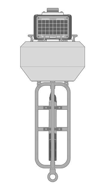 A NexSens CB-75 equipped with a LED beacon and a multi-parameter water quality sonde.