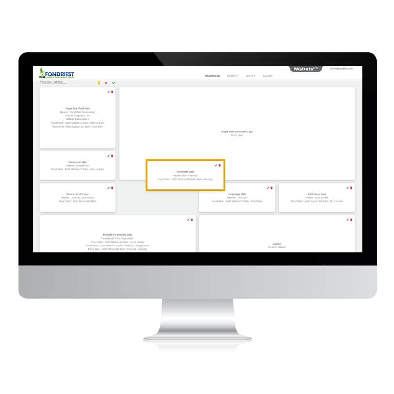 WQData LIVE dashboard with one of the data boxes being moved.
